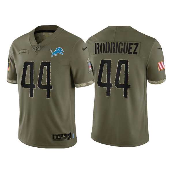 Men%27s Detroit Lions #44 Malcolm Rodriguez Olive 2022 Salute To Service Limited Stitched Jersey